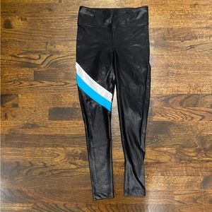 koral shiny turquoise stripe leggings
